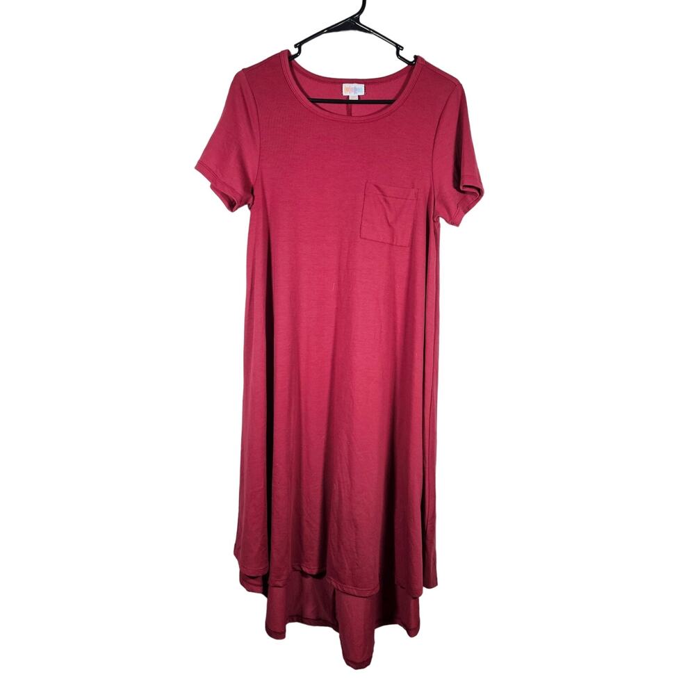 LulaRoe Carly Women's High Low Dress Wine/Maroon Size XS T Shirt Dress‎